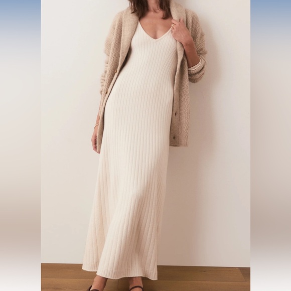 NWT Marine Layer Jade Midi Sweat Dress in Oat Cream - Size M - Picture 3 of 4